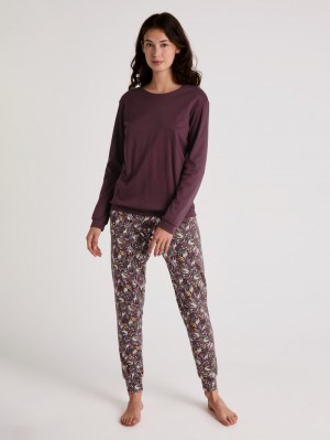 Calida African Dreams Cuffed Pyjamas Sovkläder Dam Kungsblått Röda | HFJA75430