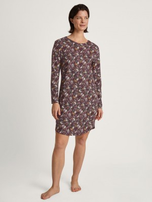 Calida African Dreams Long-sleeved Nightdress, Length 100 Cm Sovkläder Dam Kungsblått Röda | JNWI49321