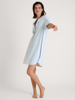 Calida Amalfi Journey Nightdress, Length 95 Cm Summer Oufits Dam Blå | XWHU31298