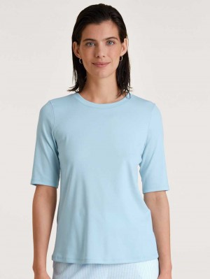 Calida Amalfi Journey Shirt Short Sleeve Loungewear Dam Blå | XZFG30568