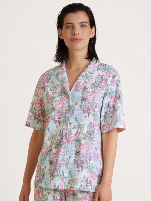 Calida Amalfi Journey Shirt Short Sleeve, Buttoned Through Summer Oufits Dam Vita | LGXA97645