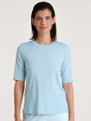 Calida Amalfi Journey Shirt Short Sleeve Summer Oufits Dam Blå | ZQOU36582