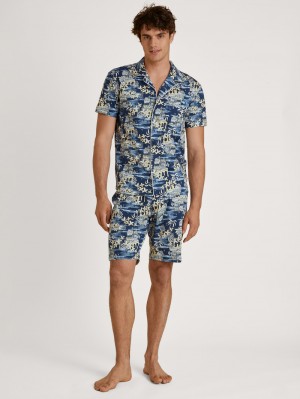 Calida Amalfi Journey Short Pyjama Sovkläder Herr Blå | WVHA36247