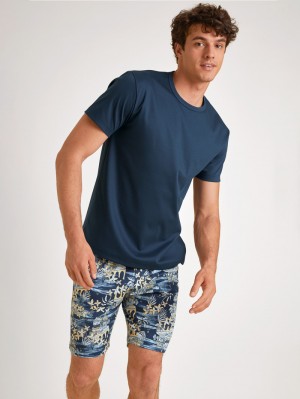 Calida Amalfi Journey Short Pyjama Sovkläder Herr Blå | LTXS25693