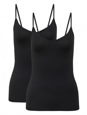 Calida Benefit Women Spaghetti Top, Pack Of 2 Underkläder Dam Schwarz | MOYU49523