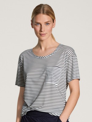 Calida Circular Sleep Shirt Short Sleeve, Cradle To Cradle Certified® Loungewear Dam Mörkblå | NFJB10657