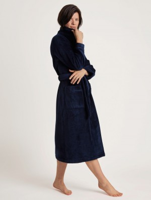 Calida Cosy Shower Bathrobe Bathrobes Dam Mörkblå | QIWJ78645