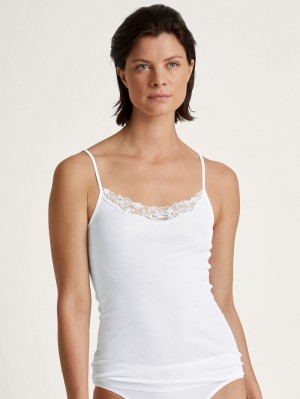 Calida Cotton Desire Spaghetti Top Underkläder Dam Weiss | JPEO98725