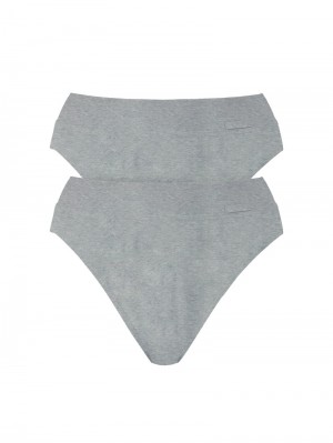 Calida Elastic Brief With Soft Waistband In Double Pack, High Waist Yoga Dam Stone Melange | YHAT74163