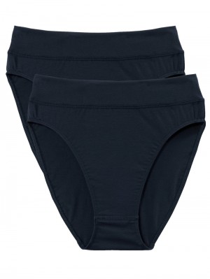 Calida Elastic Brief With Soft Waistband In Double Pack, High Waist Underkläder Dam Mörkblå | HNZP15943