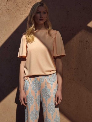Calida Favourites Balance Shirt Short Sleeve Summer Oufits Dam Peach Parfait | KFEP81467