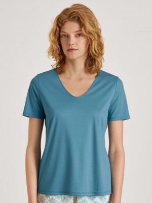 Calida Favourites Balance V-shirt Summer Oufits Dam Blå | AZFJ09427