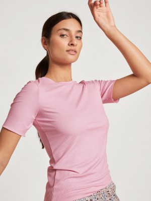 Calida Favourites Desert Shirt Short Sleeve Loungewear Dam Rosa | RPBF14937