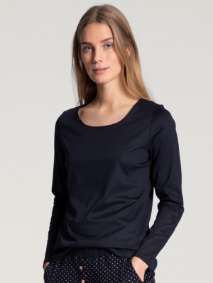Calida Favourites Dreams Shirt Long Sleeve Loungewear Dam Mörkblå | WRKM26980