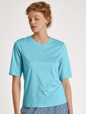 Calida Favourites Energy Shirt Short Sleeve Summer Oufits Dam Blå | RTPB62508