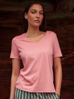 Calida Favourites Ground V-shirt Summer Oufits Dam Blommiga | UVFG83591