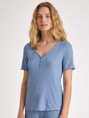 Calida Favourites Harmony Shirt Short Sleeve Summer Oufits Dam Blå | OISA08129