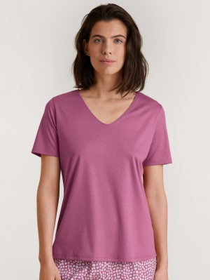 Calida Favourites Harmony V-shirt Summer Oufits Dam Röda | JRNU90184
