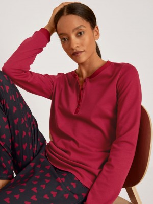 Calida Favourites Holidays Shirt Long-sleeve Loungewear Dam Röda | YAIQ47328
