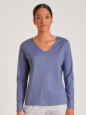 Calida Favourites Lavender Shirt Long Sleeve Loungewear Dam Lila | EJXT72140