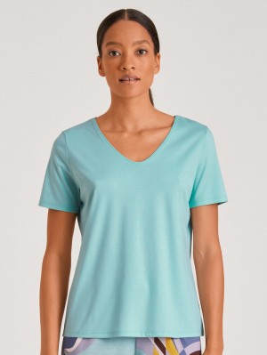 Calida Favourites Lavender V-shirt Summer Oufits Dam Pastel Turqoise | NDFS41365