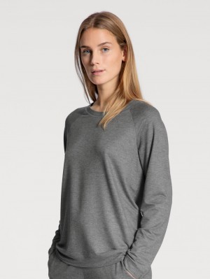 Calida Favourites Lounge Shirt Long Sleeve, French Terry Loungewear Dam Grå | XMQR16372