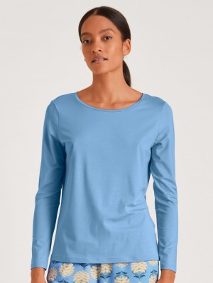 Calida Favourites Paisley Shirt Long Sleeve Loungewear Dam Blå | UKYM25981