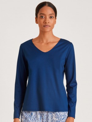 Calida Favourites Paisley Shirt Long Sleeve Loungewear Dam Blå | WOEM59728