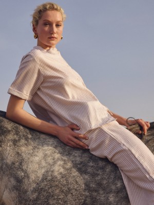 Calida Linen Nights 7/8 Pyjamas Summer Oufits Dam Etherea Taupe | XZTB81690