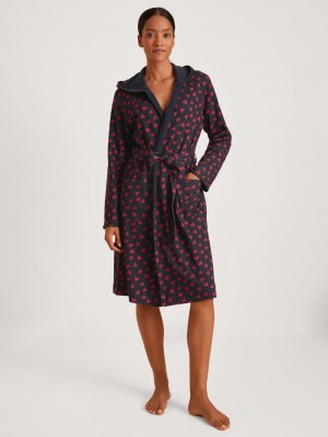 Calida Lounge Holidays Terry Bathrobe, Length 105 Cm Bathrobes Dam Mörkblå | AZVL42137