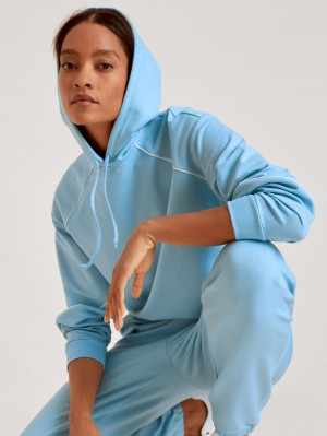 Calida Lounge Paisley Sweatshirt With Hood Loungewear Dam Blå | IPUH63297