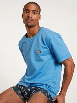 Calida Love Capsule Shirt Short Sleeve Loungewear Herr Blå | AGCN72416