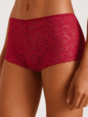 Calida Natural Comfort Lace Shorty Regular Cut Underkläder Dam Röda | YCHG35490