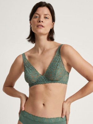 Calida Natural Comfort Lace Soft Non-wired Bra Underkläder Dam Gröna | FORY60492