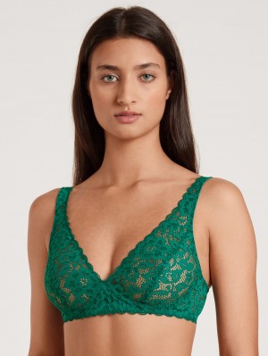Calida Natural Comfort Lace Soft Non-wired Bra Underkläder Dam Gröna | USED96348