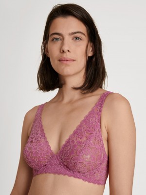 Calida Natural Comfort Lace Soft Non-wired Bra Underkläder Dam Röda | KGUM63210
