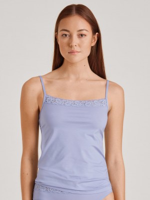 Calida Natural Comfort Lace Spaghetti Top Underkläder Dam Lavendel | NQTF64750