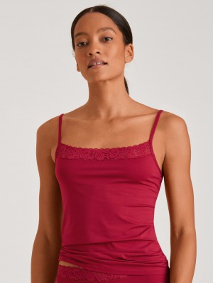 Calida Natural Comfort Lace Spaghetti Top Underkläder Dam Röda | IAVQ42580