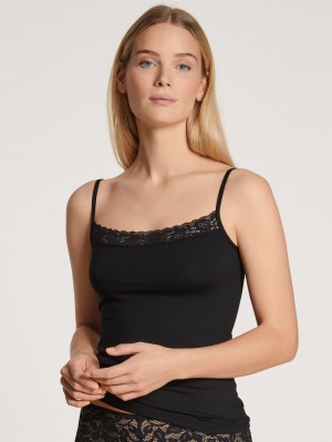 Calida Natural Comfort Lace Spaghetti Top Underkläder Dam Schwarz | ONJA86532