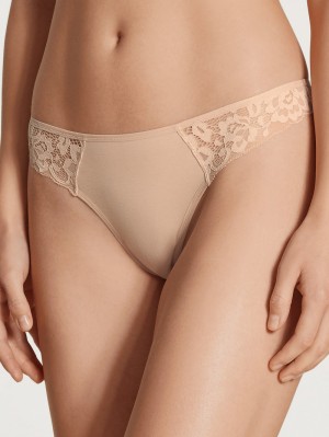Calida Natural Comfort Lace String Underkläder Dam Rosa | AQYP96451