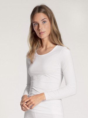 Calida Natural Comfort Shirt Long Sleeve Underkläder Dam Weiss | GIRD17820