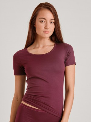 Calida Natural Comfort Shirt Shortsleeve Summer Oufits Dam Röda | ZVHW31205