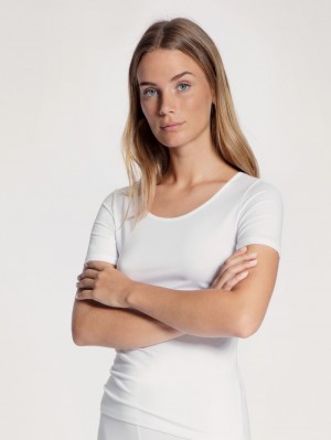 Calida Natural Comfort Shirt Shortsleeve Summer Oufits Dam Weiss | VKHO80245