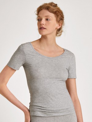 Calida Natural Comfort Shirt Shortsleeve Summer Oufits Dam Grå | WRJG53408