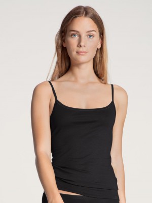 Calida Natural Comfort Spaghetti Top Underkläder Dam Schwarz | EZSU37265