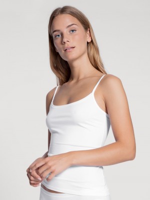 Calida Natural Comfort Spaghetti Top Underkläder Dam Weiss | FGXA72148