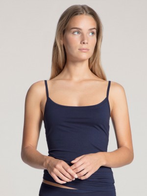 Calida Natural Comfort Spaghetti Top Underkläder Dam Mörkblå | BARD87315