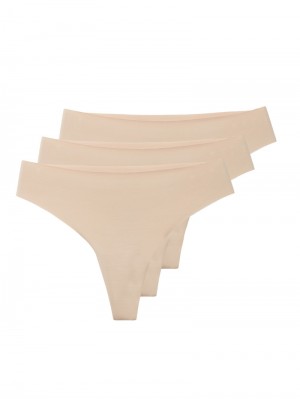 Calida Natural Skin String, 3-pack Underkläder Dam Rosa | PJMI16348
