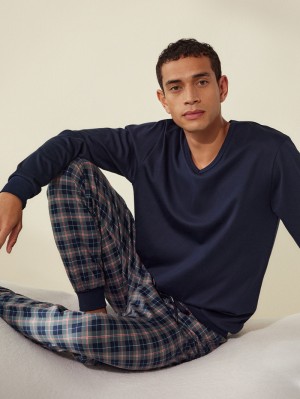 Calida Relax Comfy 4 Pyjama With Cuff Sovkläder Herr Mörk | XGLV79864
