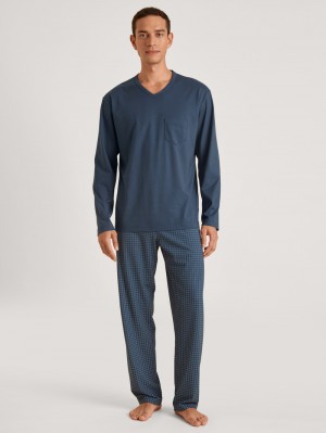 Calida Relax Imprint 1 Pyjama Sovkläder Herr Blå | MTSA76549